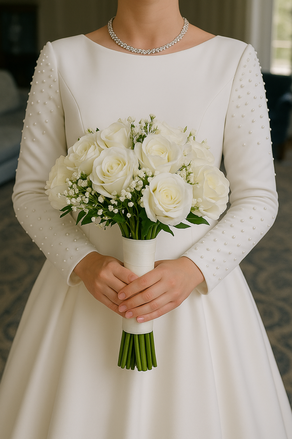 Islak Dokulu Gül Gelin Buketi