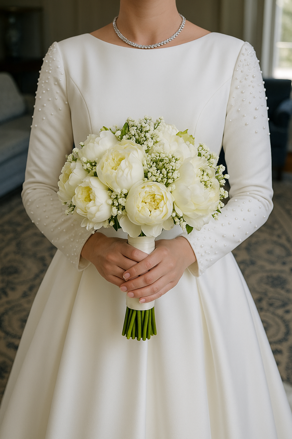 Beyaz Şakayık Gelin Buketi