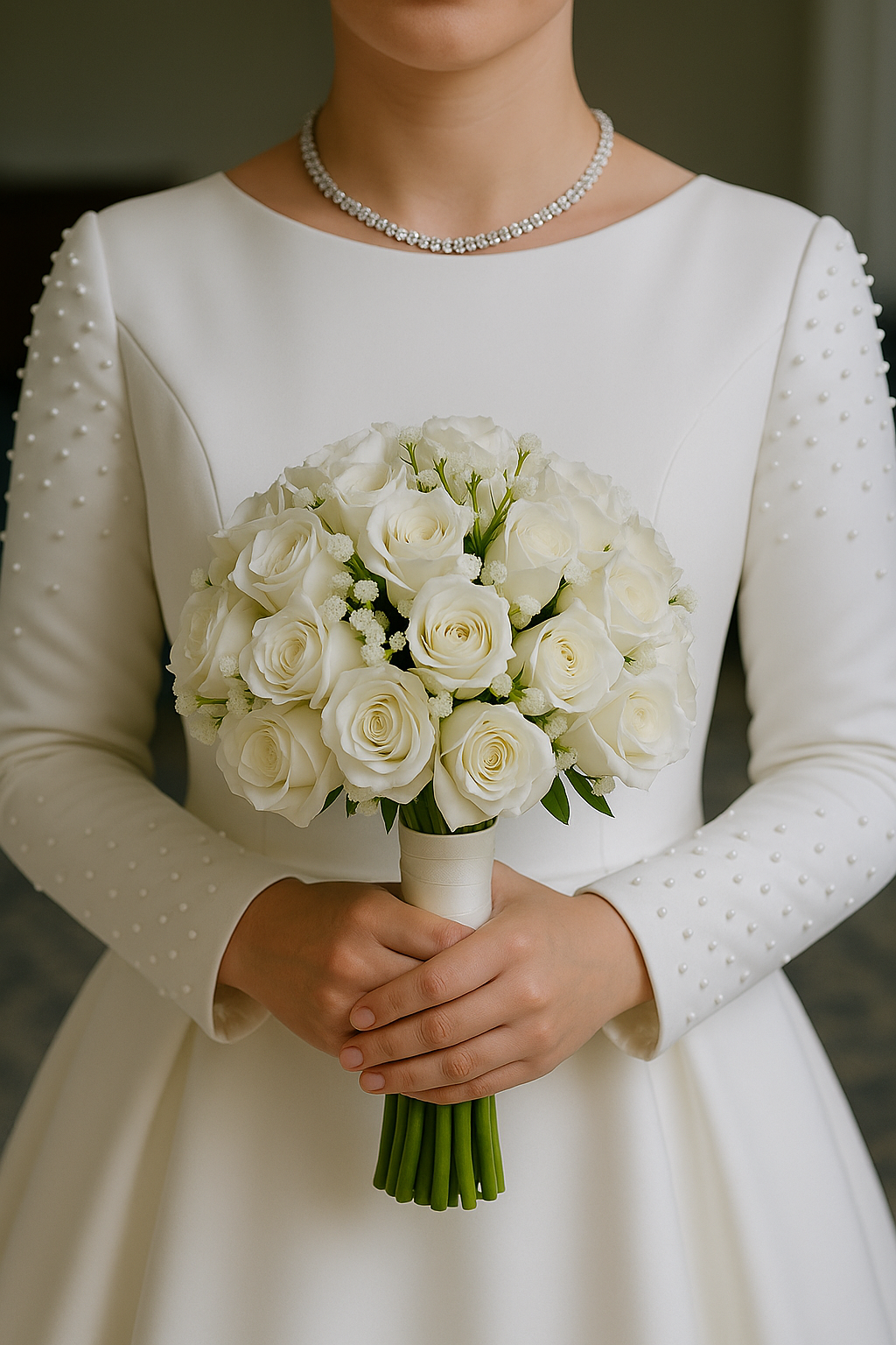 Islak Dokulu Gül Gelin Buketi