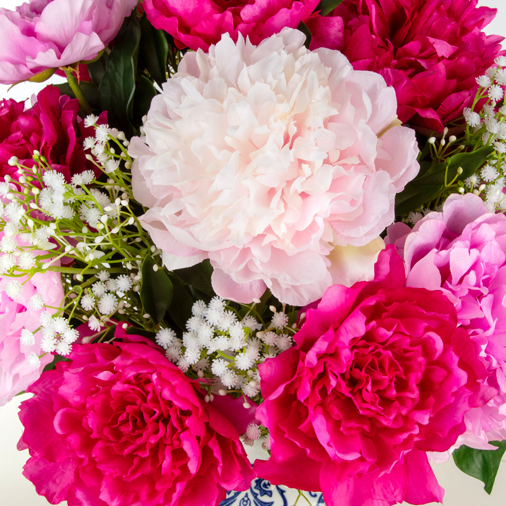 Şakayık Aranjman – Bleu Blanc Desenli Seramik Vazo