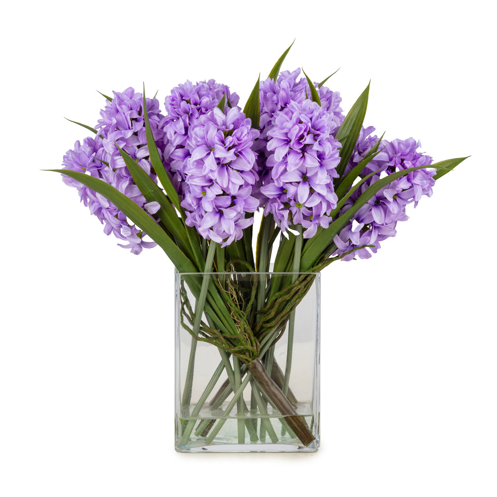 Mor Sümbül Aranjmanı – Silindir Cam Vazoda
