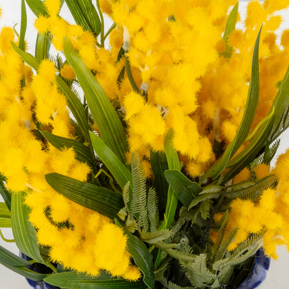 Mimoza Aranjmanı – Bleu Blanc Seramik Vazoda