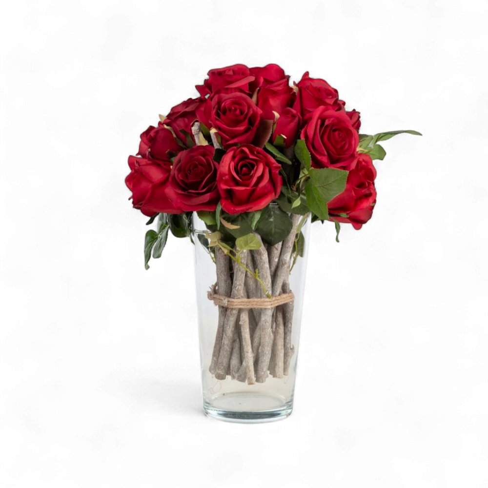 Kırmızı Gül Aranjmanı – Silindir Cam Vazoda