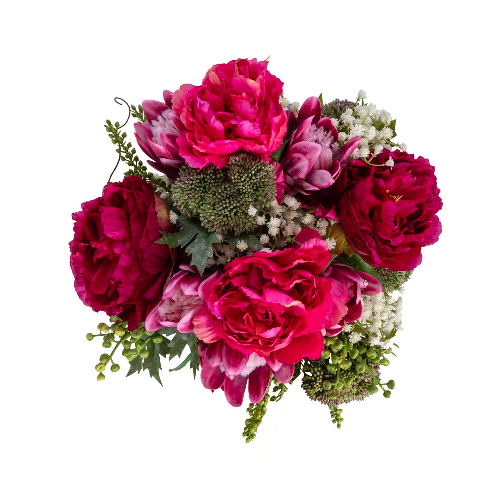 Pembe Şakayık Aranjmanı – Şeffaf Cam Vazoda