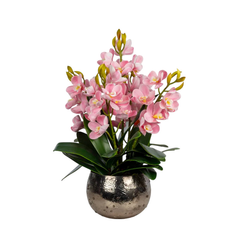 Pembe Orkide Aranjmanı – Metal Saksıda