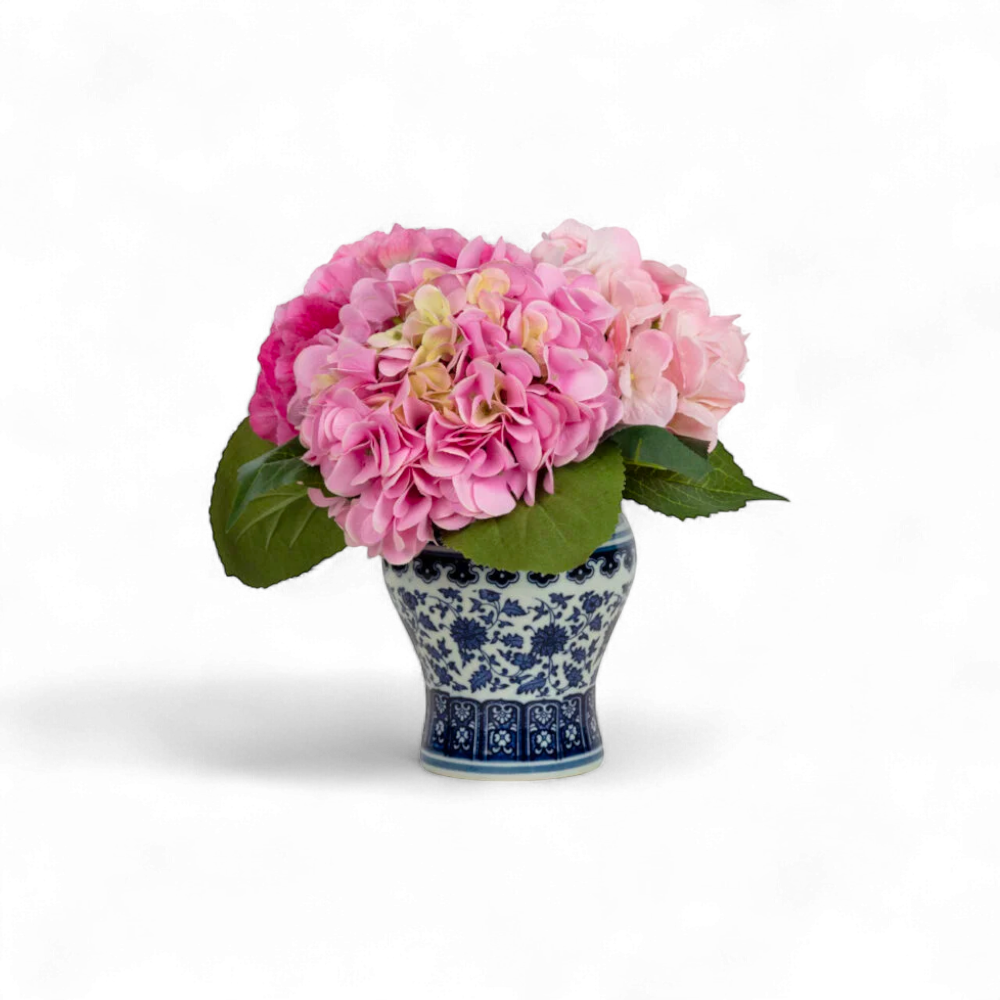 Pembe Ortanca Aranjmanı – Bleu Blanc Vazoda