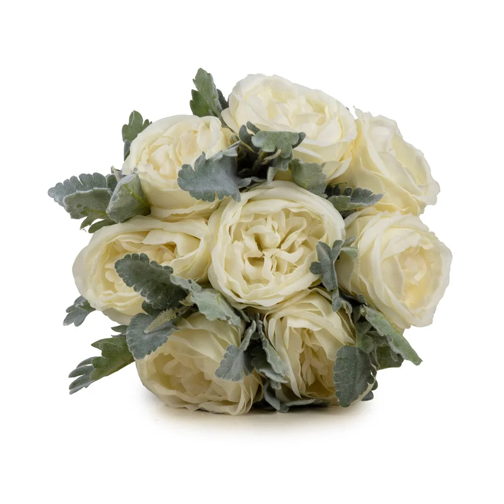 Islak Dokulu Krem Şakayık Gelin Buketi