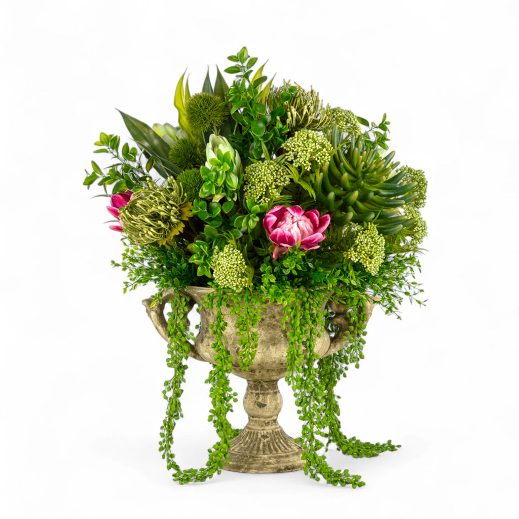 Vintage Vazo Karışık Kaktüs Aranjman – Doğal Görünümlü