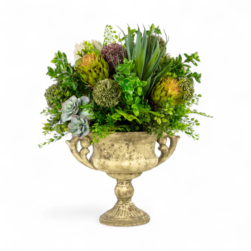 Vintage Vazo Karışık Kaktüs Aranjman - Doğal Görünümlü