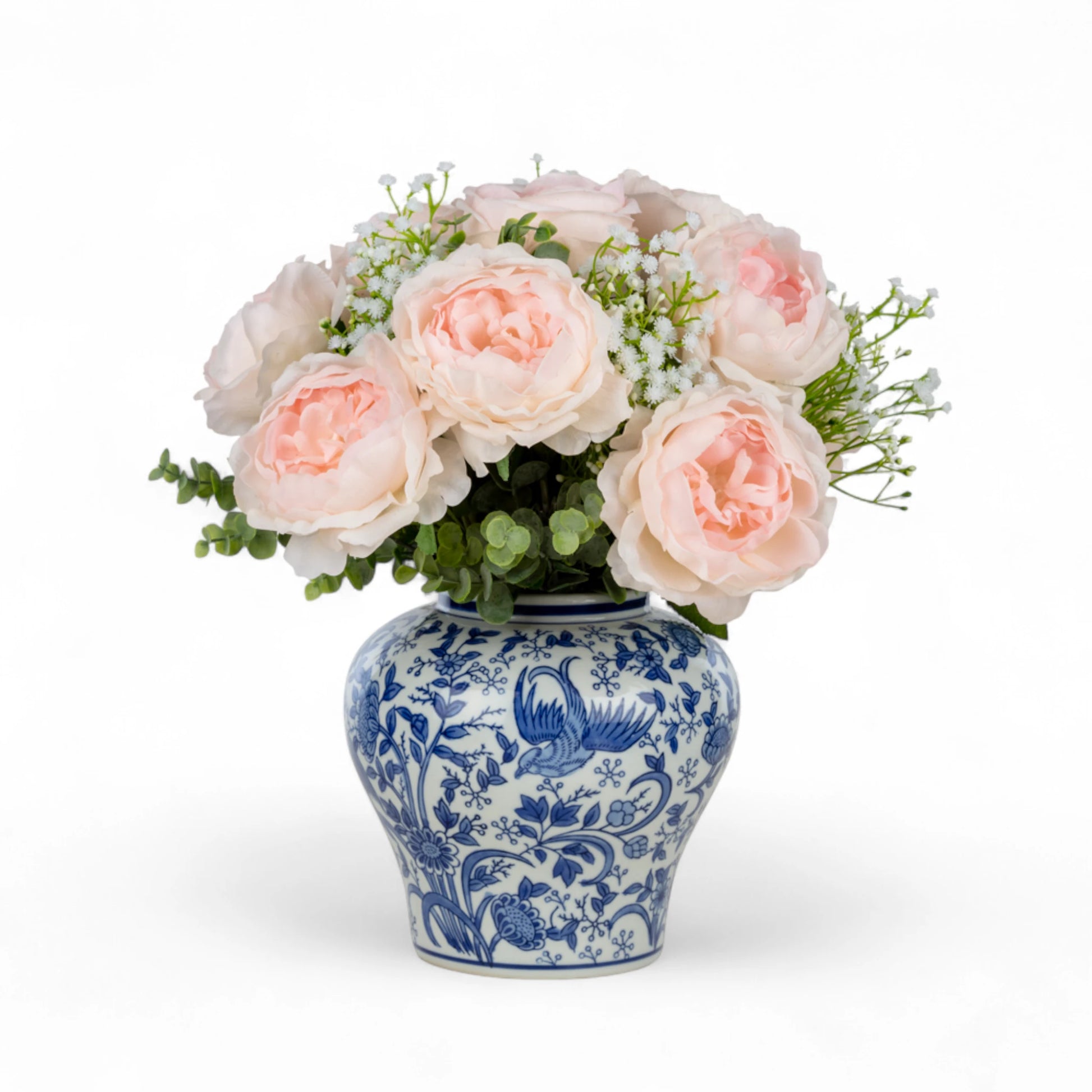 Bleu Blanc Vazoda Pembe Gül Aranjman